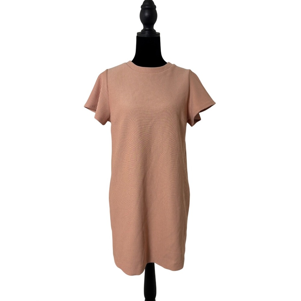ASOS T-Shirt Mini Dress Womens 8 Peach Pink NWT Ribbed Short Sleeve Petite Retro